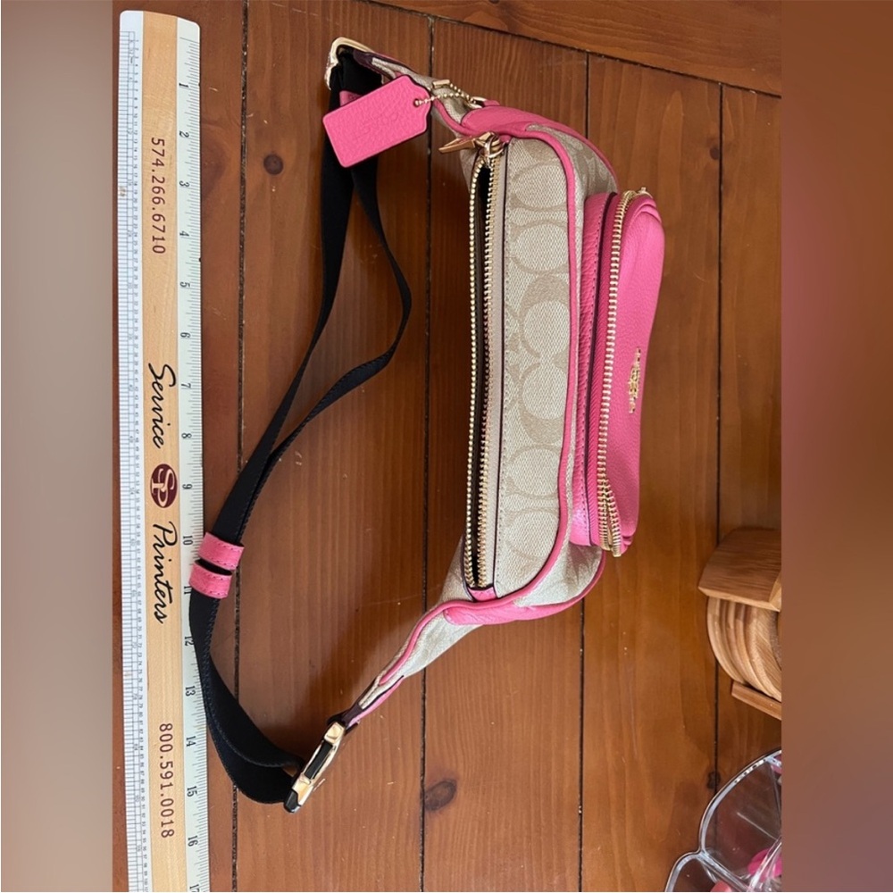 Coach Pink and Tan Fanny/ Crossbody Bag - Picture 8 of 11